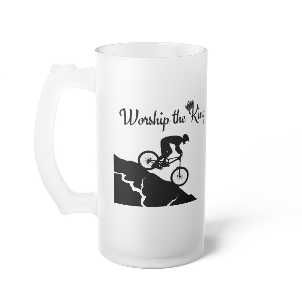 Worship the King (KOM) Frosted Glass Beer Mug