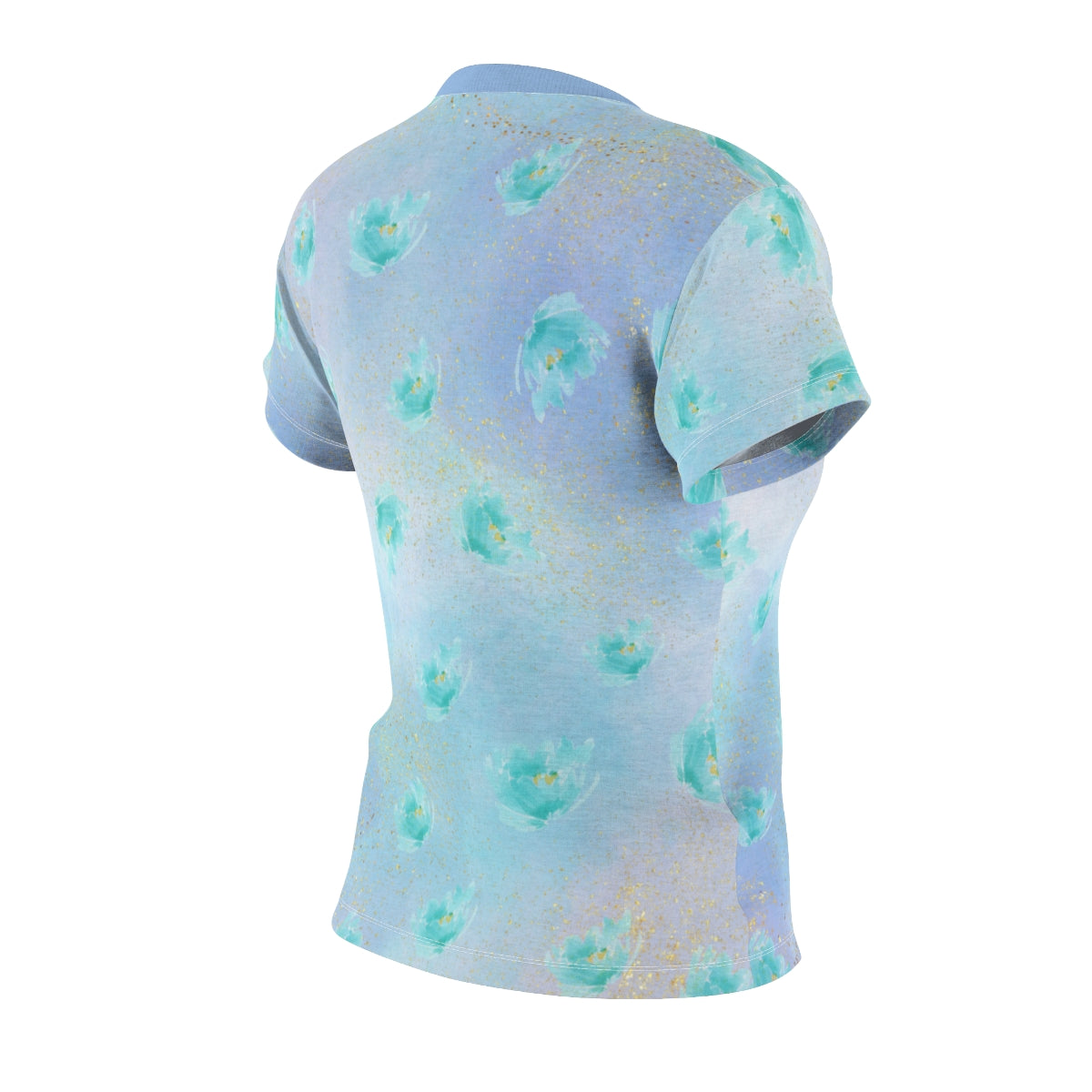 Women's All Over Watercolor Print Lightweight Short Sleeve Activewear Shirt - Moisture Wicking - Quick Dry