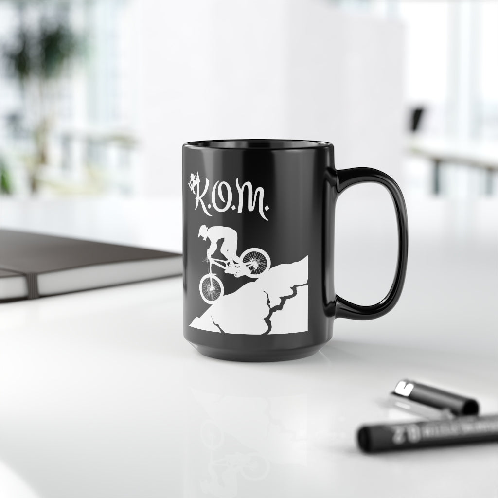 KOM - King of the Mountain - Mountain biking - Black Mug, 15oz
