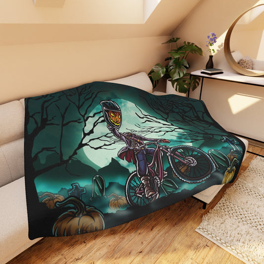 Spooky Headless Mountain Biker - Tan Sherpa Blanket