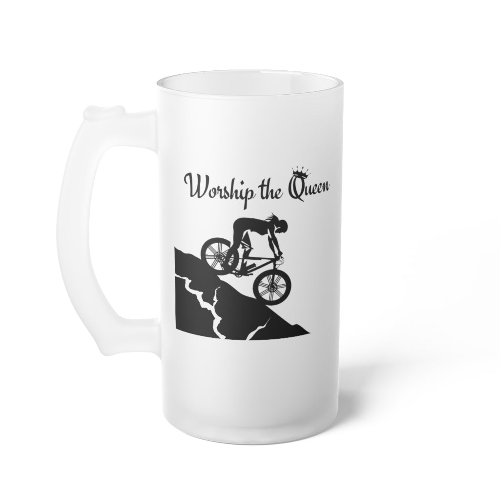 Worship the Queen (QOM) Frosted Glass Beer Mug