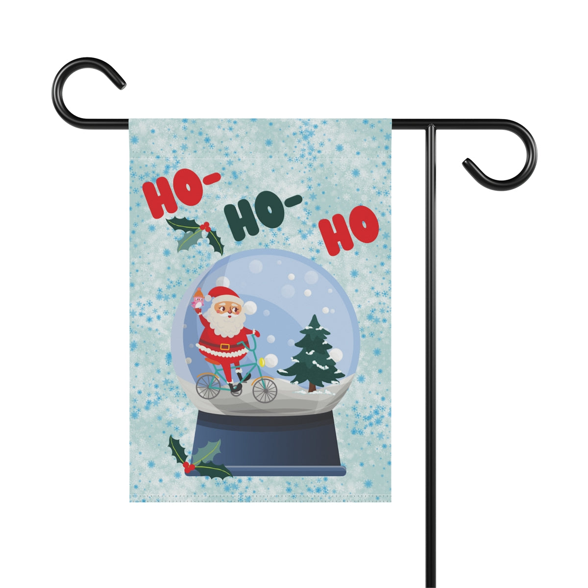 Ho Ho Ho Snowglobe - Small 12" X 18" Holiday Banner Flag