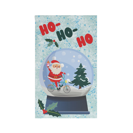 Cycling Santa Snowglobe House Banner Flag