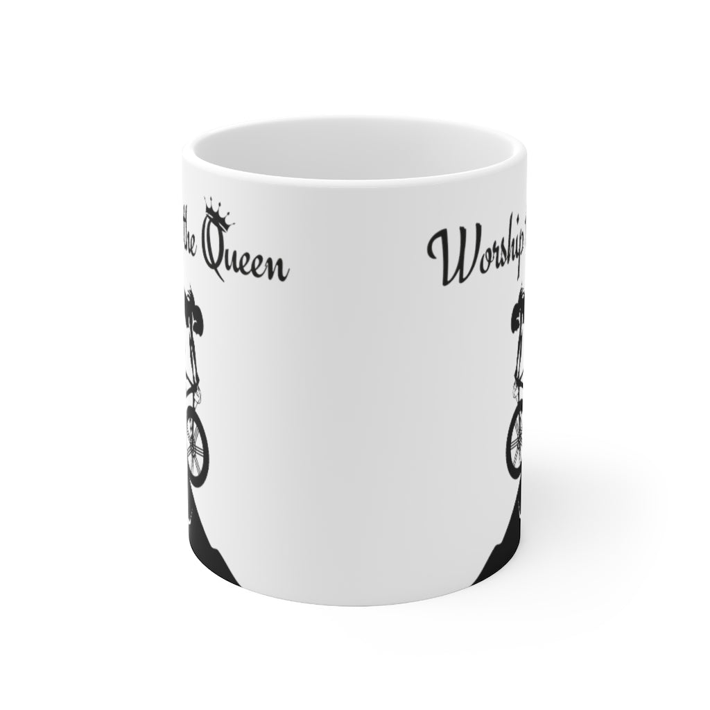 Worship the Queen - QOM - Mountain biking - Ceramic Mug 11oz