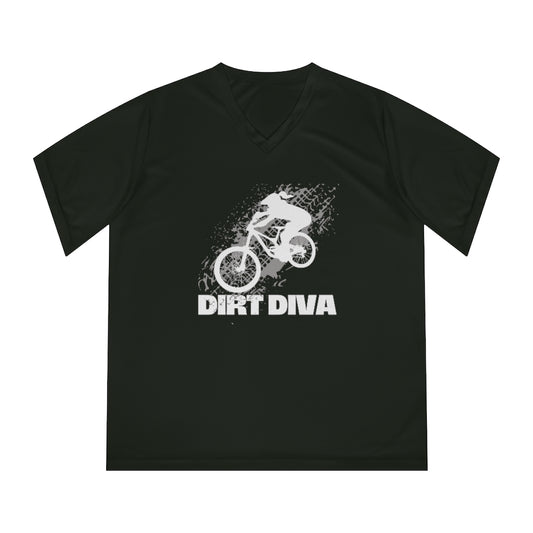 Dirt Diva - Black - Women's Lightweight Performance V-Neck T-Shirt - Moisture Wicking UV40+ protection