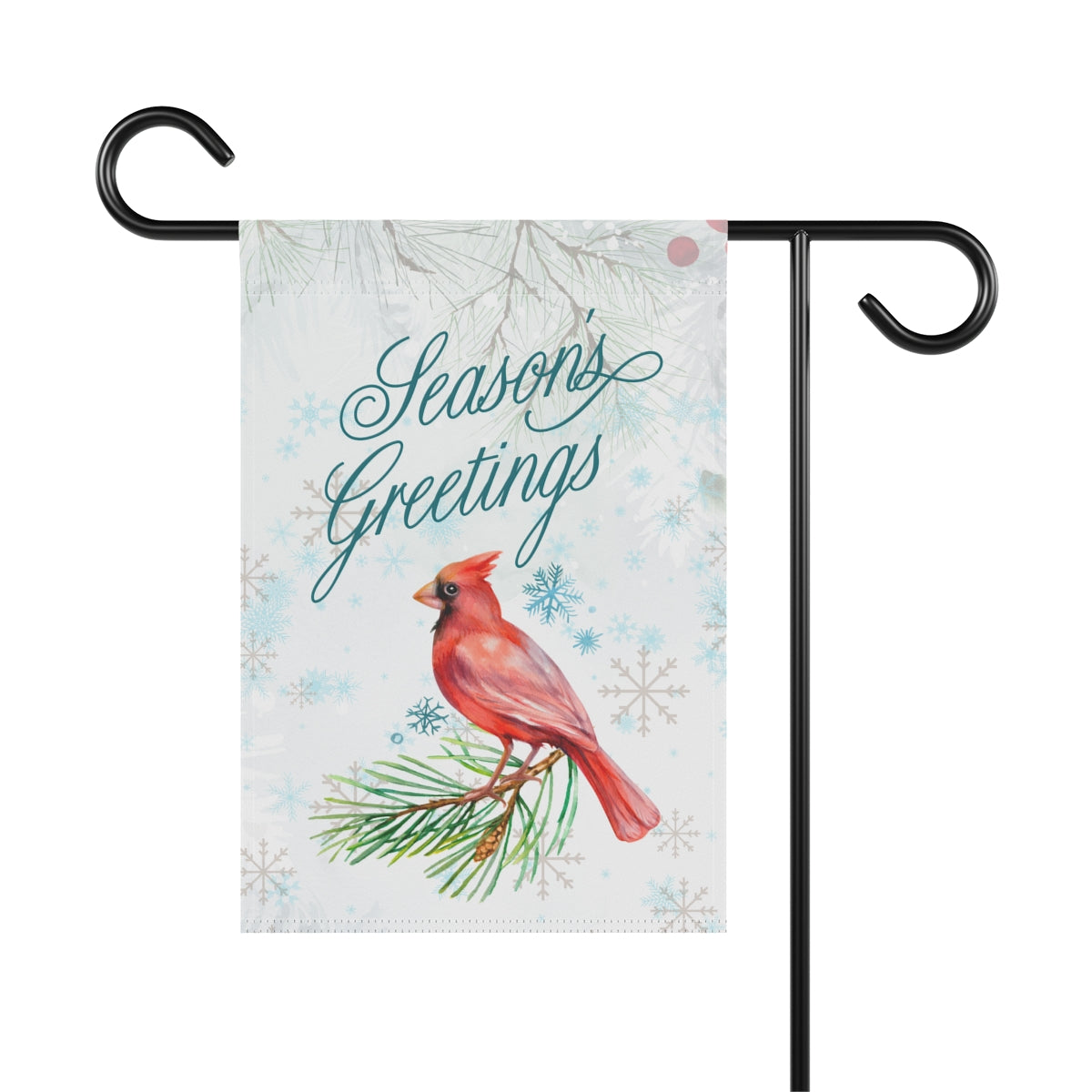 Season's Greetings Cardinal - Small 12" X 18" Holiday Banner Flag