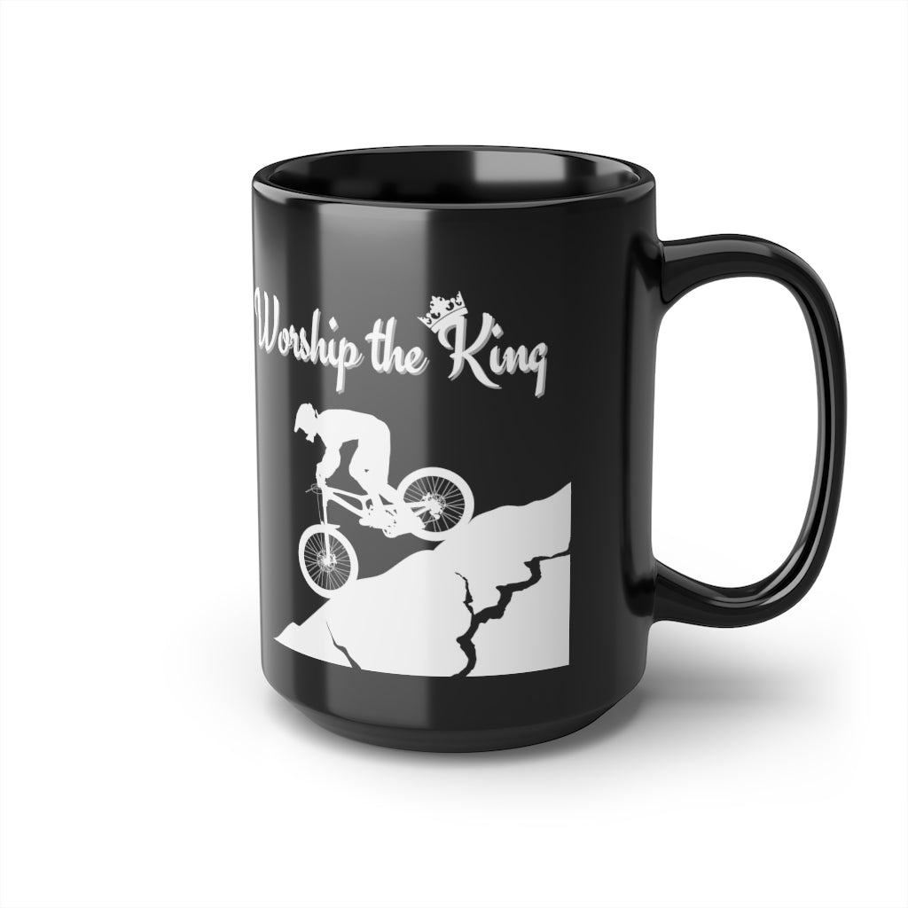 Worship the King - KOM - Mountain biking - Black Mug, 15oz