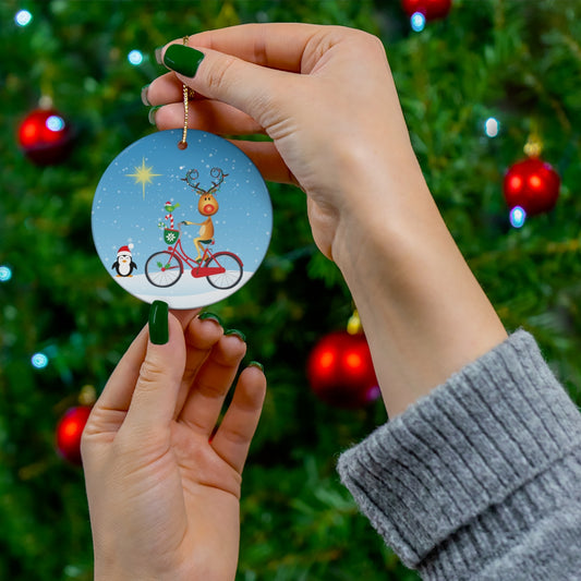 Happy Holidays Reindeer Ceramic Ornament, 1-Pack