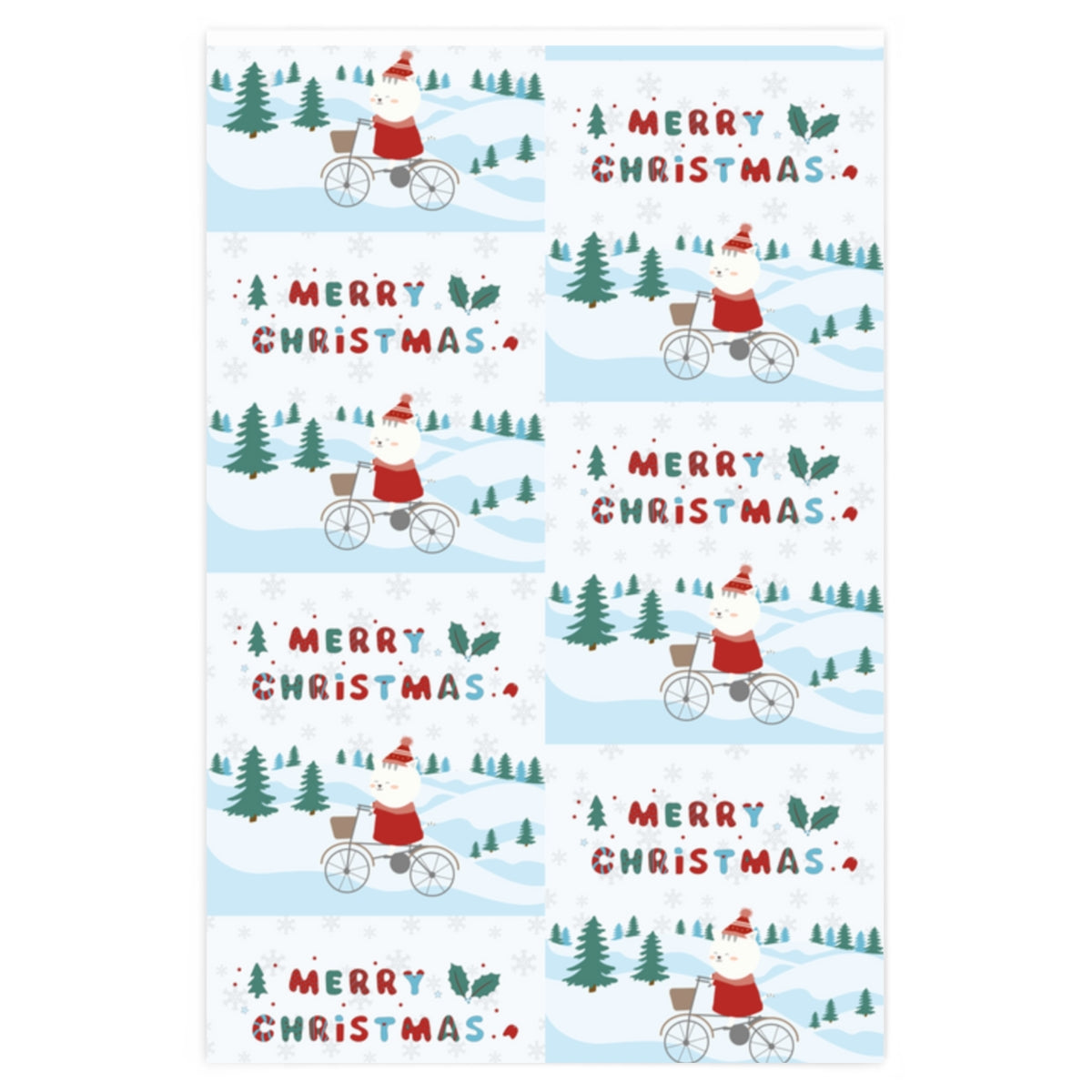 Merry Christmas Cycling Kitty Wrapping Paper