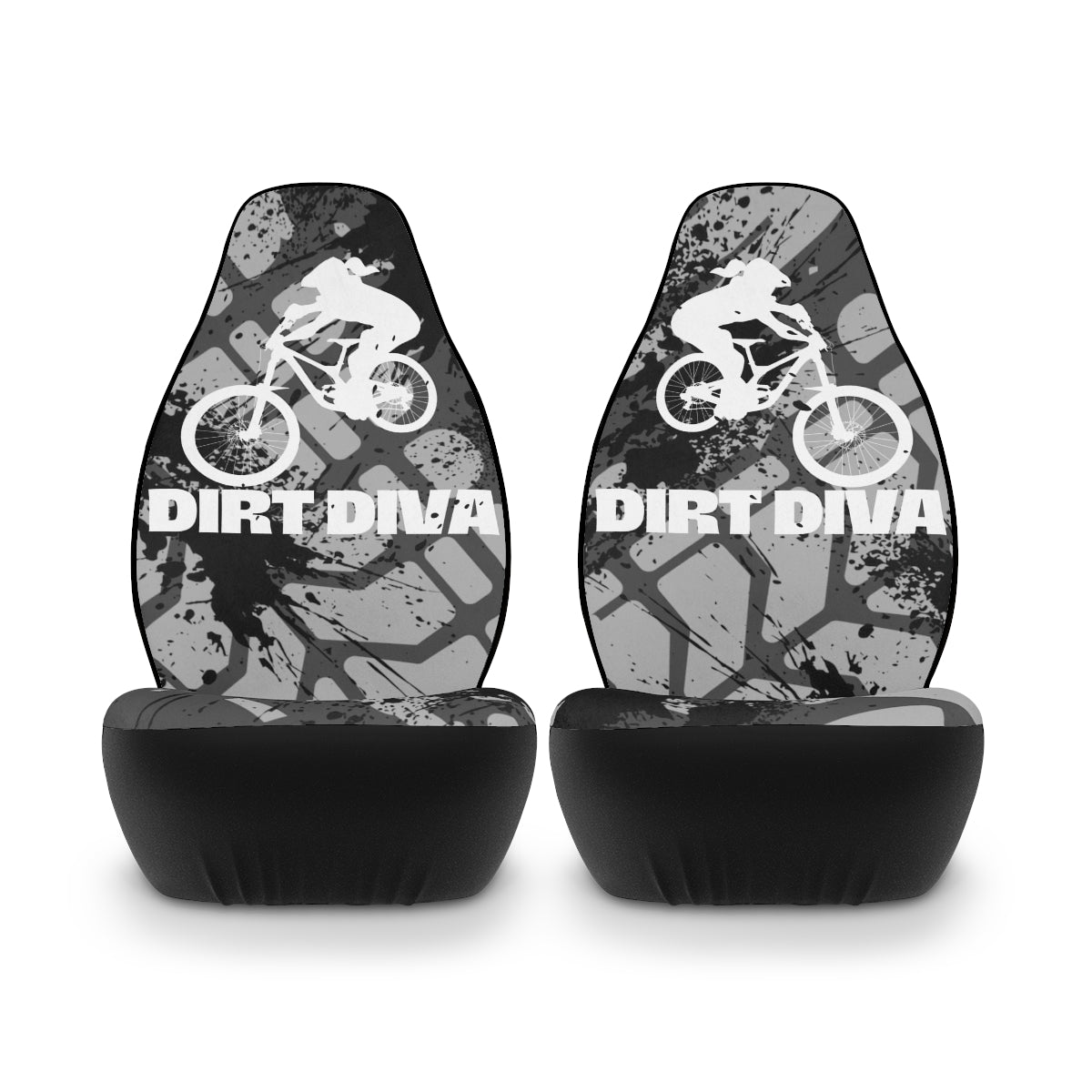 Dirt Diva - Car Seat Covers - Grey and Black - Set of Two - Car - Truck -SUV