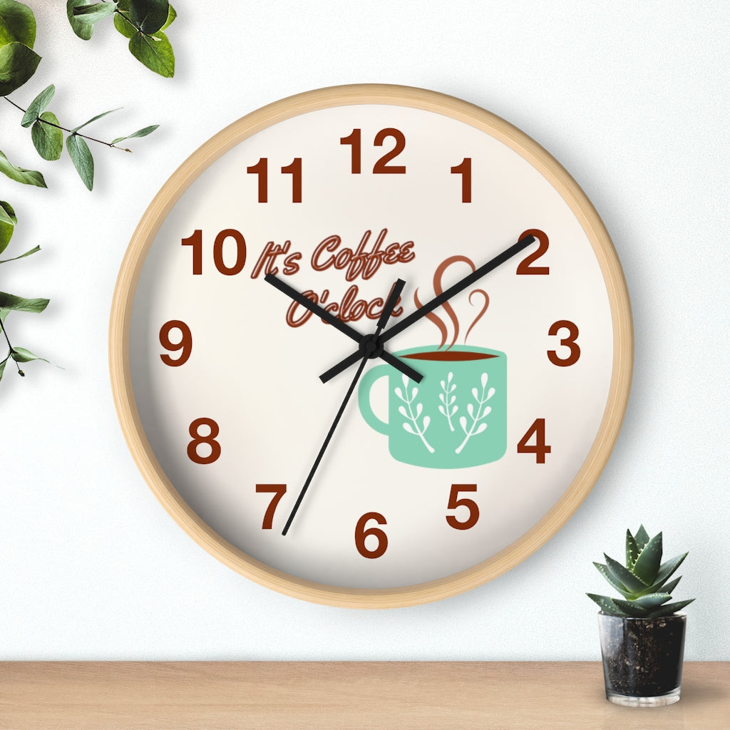 It's Coffee O'clock Wall Clock for Kitchen and Coffee Station