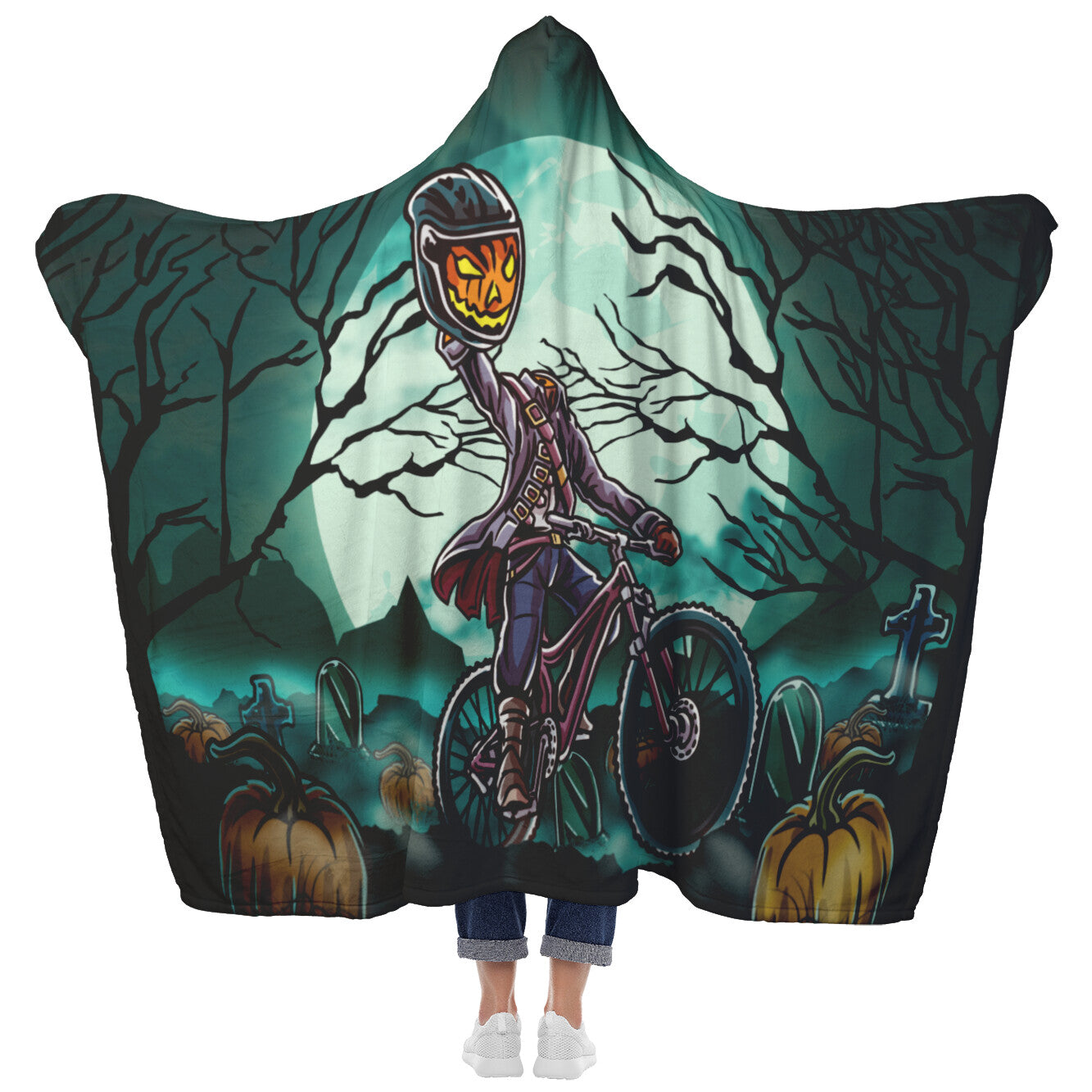 Mountain Bike-Themed Headless Rider Hooded Blanket