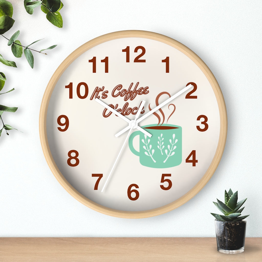 It's Coffee O'clock Wall Clock for Kitchen and Coffee Station