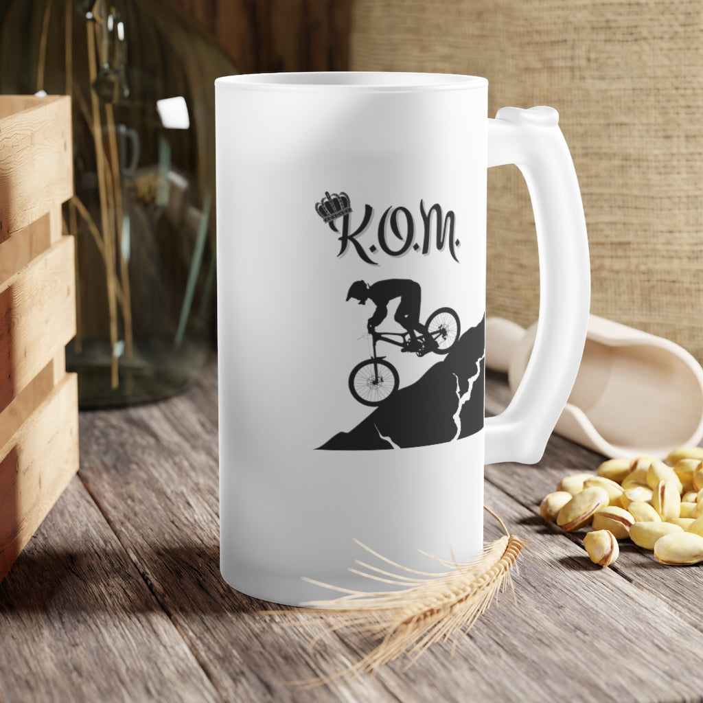 King of the Mountain (KOM) Frosted Glass Beer Mug